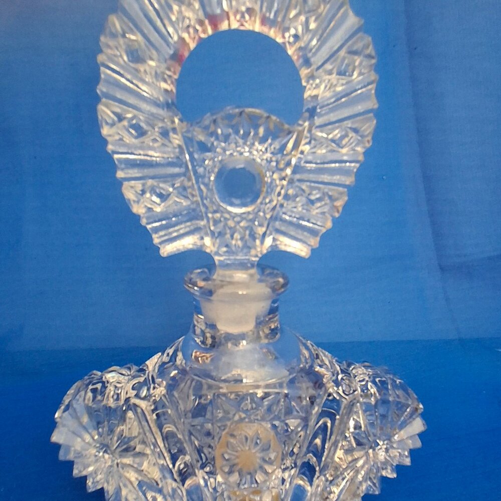 Vintage Art Deco IRice Pressed Glass Perfume Bottle